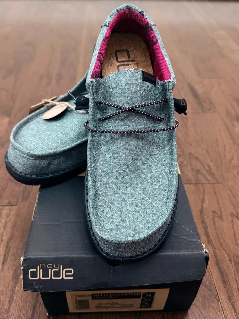 Hey Dude Wally Eco Ascend in Ripstop Grey NEW in Box size 10